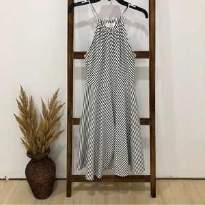 Elegantees Isla Dress in Black & White Stripes